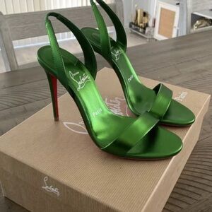 Christian Louboutin O Marylin Sandals size 36.5 Green Slingback shoes Metallic